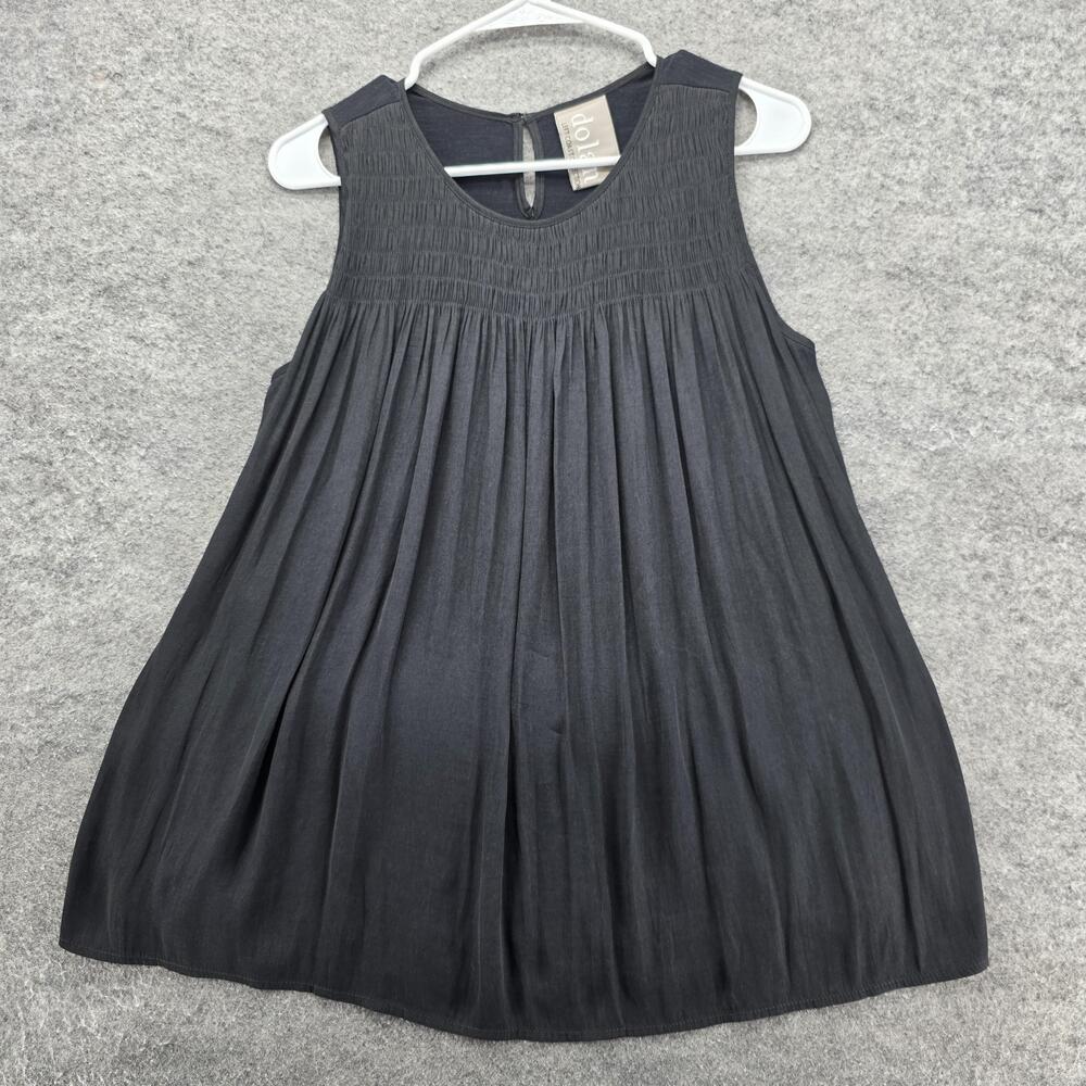 Dolan Left Coast Collection Blouse Womens Small Black Sleeveless Pleated Keyhole